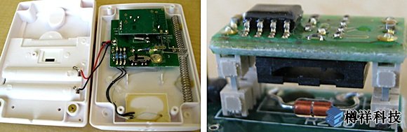 圖3的離散的(左)和模塊(右)的濕度傳感器的解決方案的例子